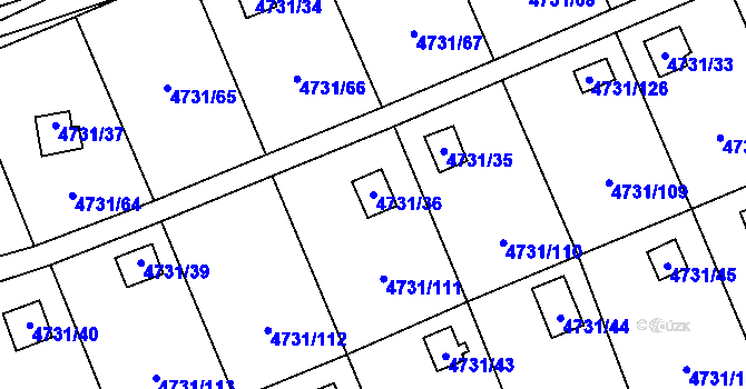 Parcela st. 4731/36 v KÚ Vysoké Mýto, Katastrální mapa