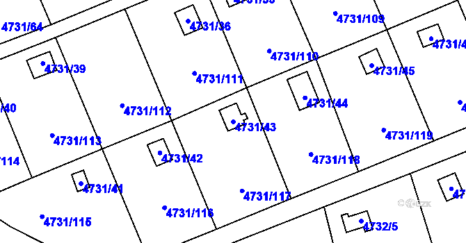 Parcela st. 4731/43 v KÚ Vysoké Mýto, Katastrální mapa