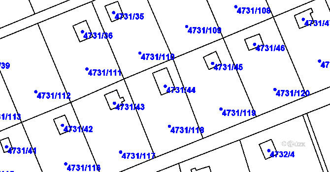 Parcela st. 4731/44 v KÚ Vysoké Mýto, Katastrální mapa
