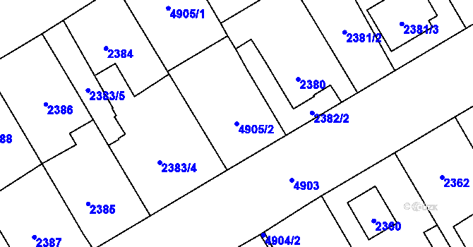 Parcela st. 4905/2 v KÚ Vysoké Mýto, Katastrální mapa