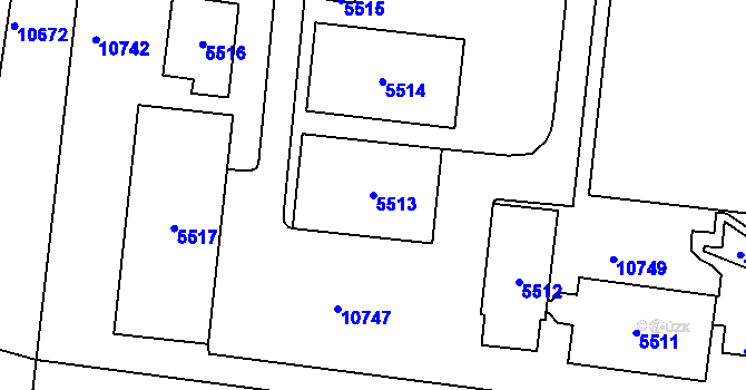 Parcela st. 5513 v KÚ Vysoké Mýto, Katastrální mapa