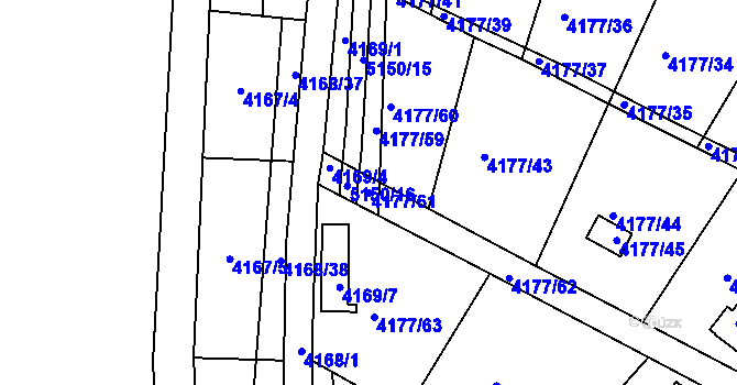 Parcela st. 4177/61 v KÚ Vysoké Mýto, Katastrální mapa