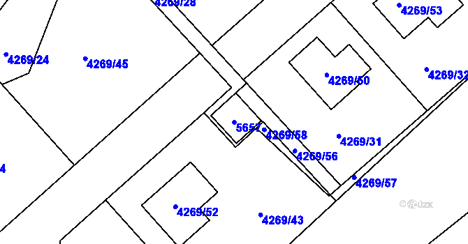 Parcela st. 5657 v KÚ Vysoké Mýto, Katastrální mapa