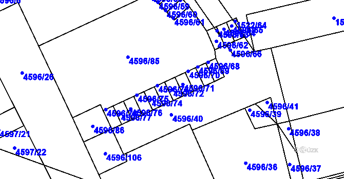 Parcela st. 4596/72 v KÚ Vysoké Mýto, Katastrální mapa
