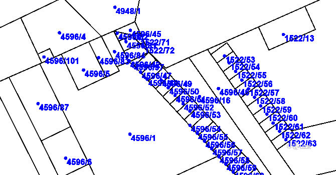 Parcela st. 4596/50 v KÚ Vysoké Mýto, Katastrální mapa