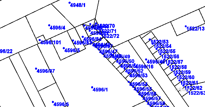 Parcela st. 4596/48 v KÚ Vysoké Mýto, Katastrální mapa