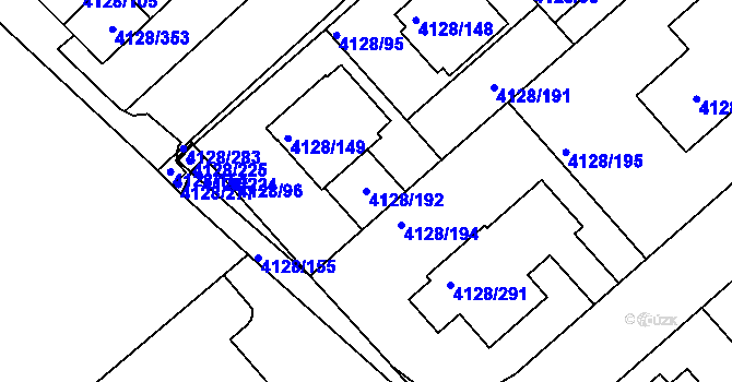 Parcela st. 4128/192 v KÚ Vysoké Mýto, Katastrální mapa