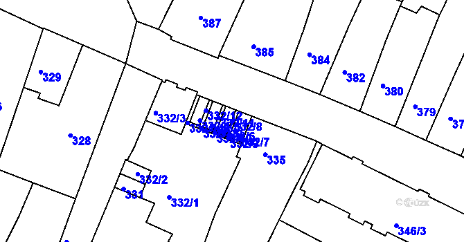 Parcela st. 332/8 v KÚ Vysoké Mýto, Katastrální mapa