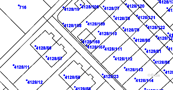 Parcela st. 4128/167 v KÚ Vysoké Mýto, Katastrální mapa