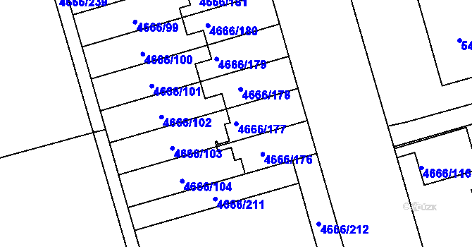 Parcela st. 4666/177 v KÚ Vysoké Mýto, Katastrální mapa