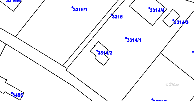 Parcela st. 3314/2 v KÚ Vysoké Mýto, Katastrální mapa