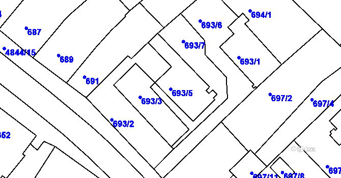 Parcela st. 693/5 v KÚ Vysoké Mýto, Katastrální mapa