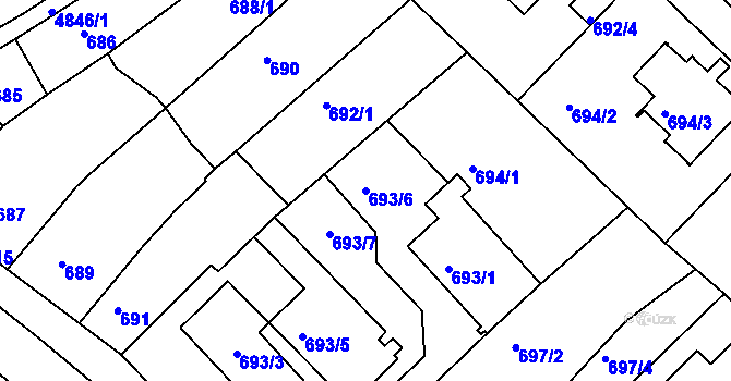 Parcela st. 693/6 v KÚ Vysoké Mýto, Katastrální mapa