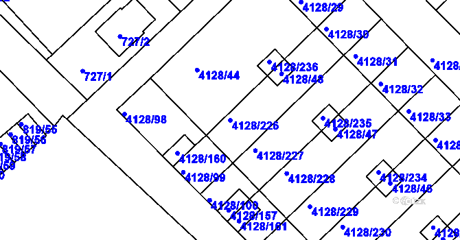 Parcela st. 4128/226 v KÚ Vysoké Mýto, Katastrální mapa