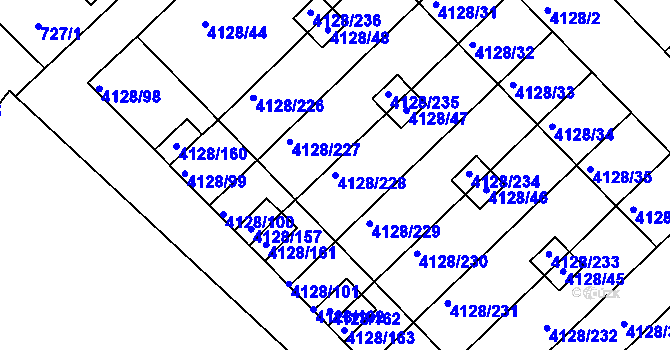 Parcela st. 4128/228 v KÚ Vysoké Mýto, Katastrální mapa