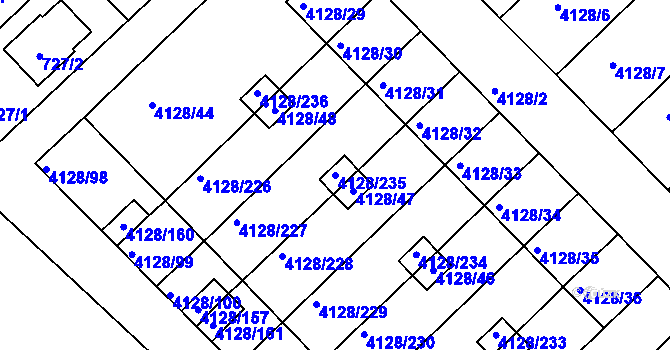 Parcela st. 4128/235 v KÚ Vysoké Mýto, Katastrální mapa