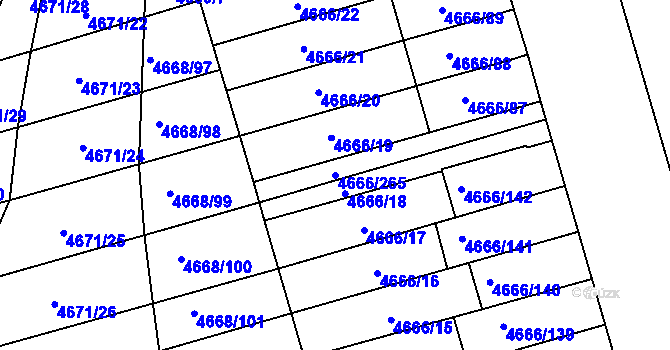 Parcela st. 4666/265 v KÚ Vysoké Mýto, Katastrální mapa
