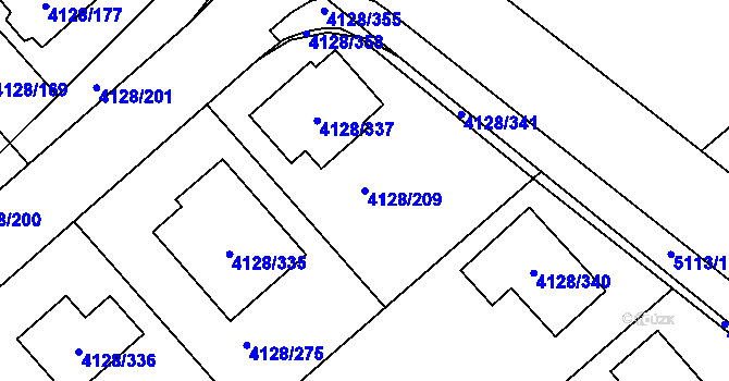 Parcela st. 4128/209 v KÚ Vysoké Mýto, Katastrální mapa