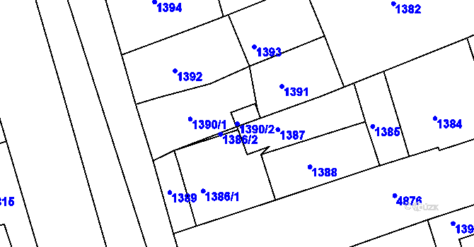 Parcela st. 1390/2 v KÚ Vysoké Mýto, Katastrální mapa