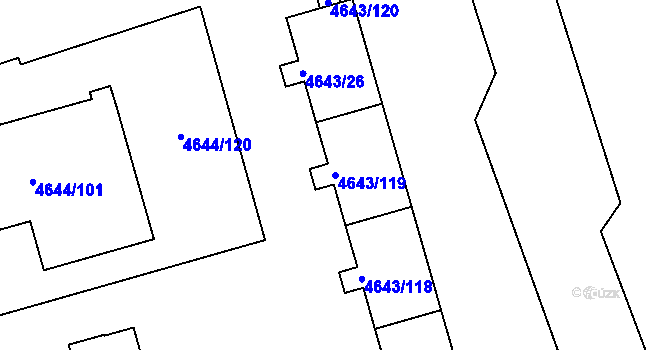 Parcela st. 4643/119 v KÚ Vysoké Mýto, Katastrální mapa