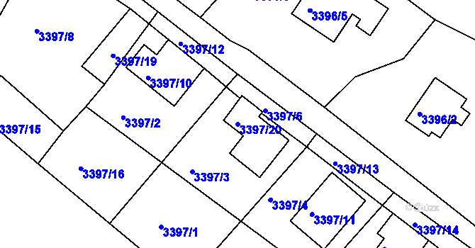 Parcela st. 3397/20 v KÚ Vysoké Mýto, Katastrální mapa
