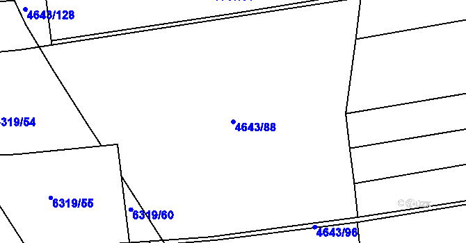 Parcela st. 4643/88 v KÚ Vysoké Mýto, Katastrální mapa