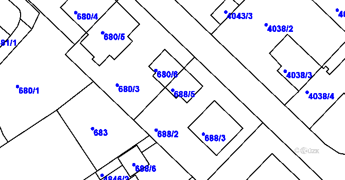 Parcela st. 688/5 v KÚ Vysoké Mýto, Katastrální mapa