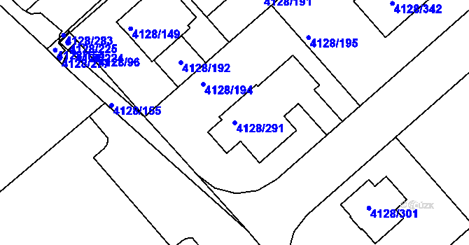 Parcela st. 4128/291 v KÚ Vysoké Mýto, Katastrální mapa