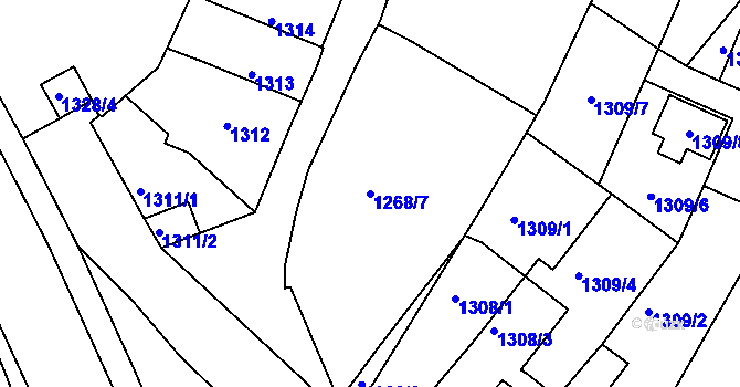 Parcela st. 1268/7 v KÚ Vysoké Mýto, Katastrální mapa