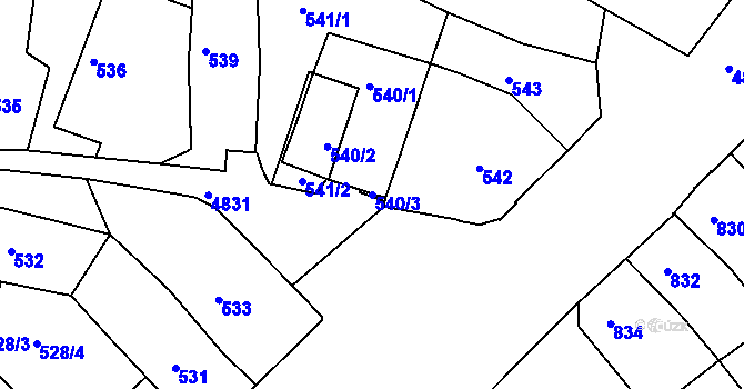 Parcela st. 540/3 v KÚ Vysoké Mýto, Katastrální mapa