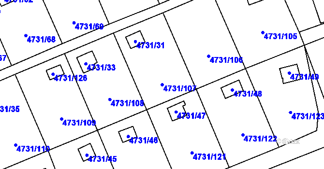 Parcela st. 4731/107 v KÚ Vysoké Mýto, Katastrální mapa