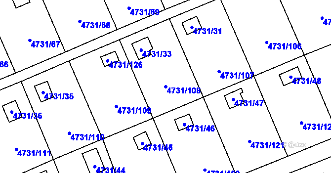 Parcela st. 4731/108 v KÚ Vysoké Mýto, Katastrální mapa