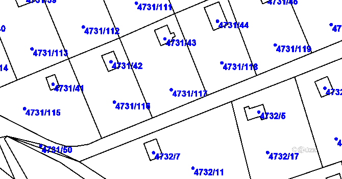 Parcela st. 4731/117 v KÚ Vysoké Mýto, Katastrální mapa