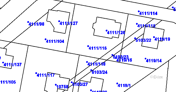 Parcela st. 4111/116 v KÚ Vysoké Mýto, Katastrální mapa