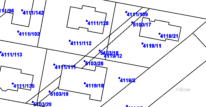 Parcela st. 4119/12 v KÚ Vysoké Mýto, Katastrální mapa