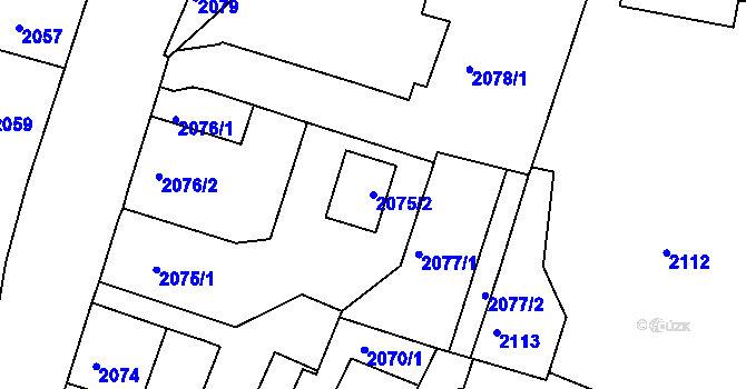 Parcela st. 2075/2 v KÚ Vysoké Mýto, Katastrální mapa