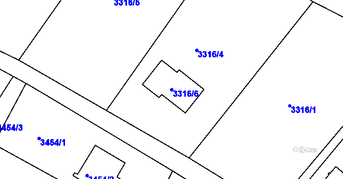 Parcela st. 3316/6 v KÚ Vysoké Mýto, Katastrální mapa
