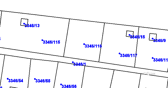 Parcela st. 3346/116 v KÚ Vysoké Mýto, Katastrální mapa