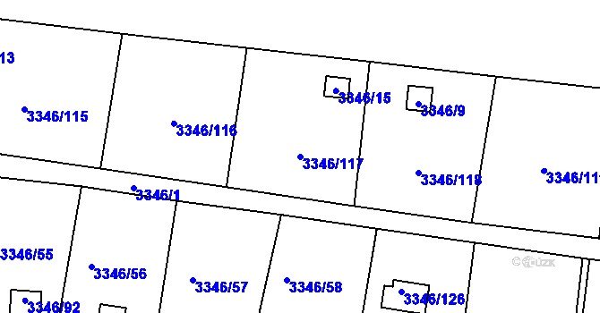Parcela st. 3346/117 v KÚ Vysoké Mýto, Katastrální mapa