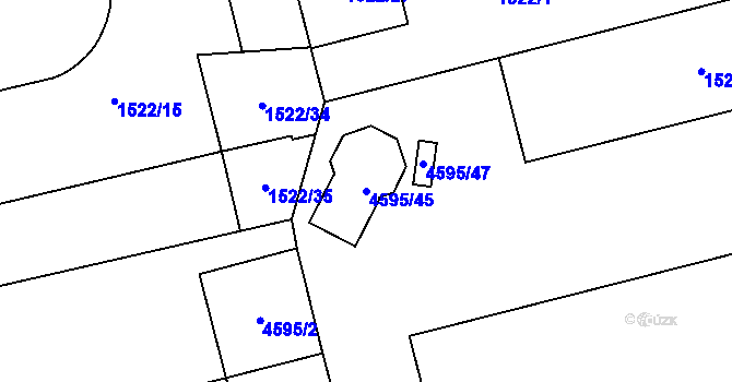 Parcela st. 4595/45 v KÚ Vysoké Mýto, Katastrální mapa