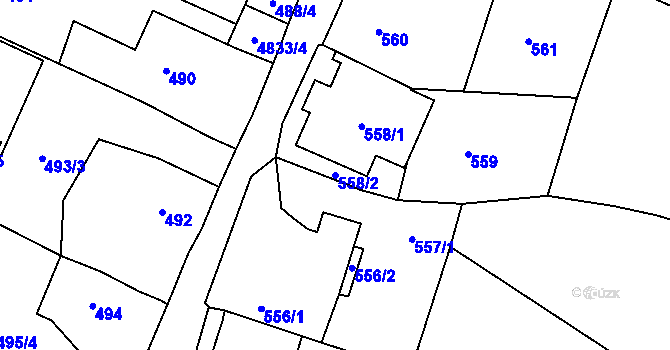 Parcela st. 558/2 v KÚ Vysoké Mýto, Katastrální mapa