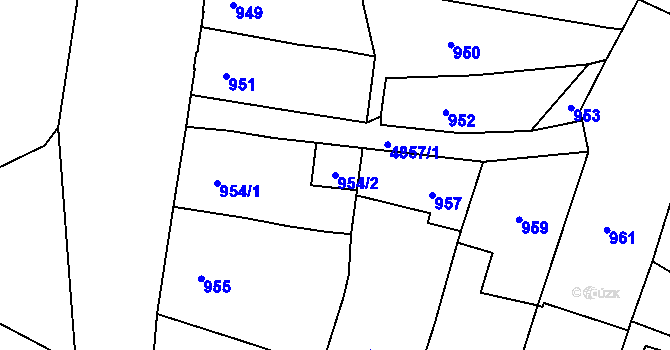 Parcela st. 954/2 v KÚ Vysoké Mýto, Katastrální mapa