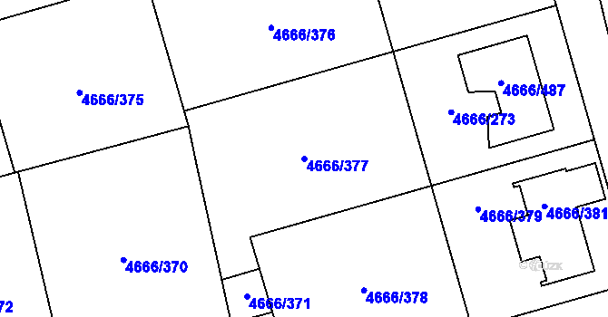 Parcela st. 4666/377 v KÚ Vysoké Mýto, Katastrální mapa