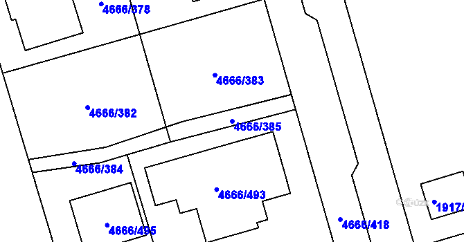 Parcela st. 4666/385 v KÚ Vysoké Mýto, Katastrální mapa