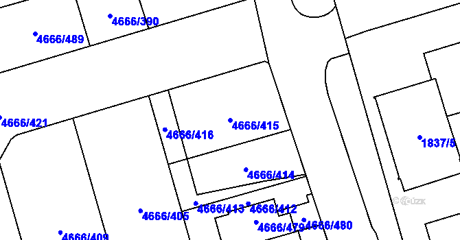 Parcela st. 4666/415 v KÚ Vysoké Mýto, Katastrální mapa
