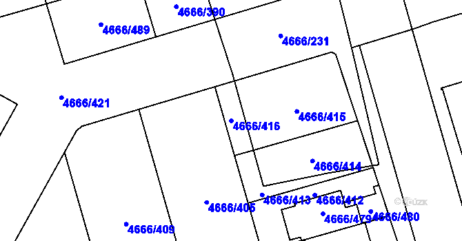 Parcela st. 4666/416 v KÚ Vysoké Mýto, Katastrální mapa