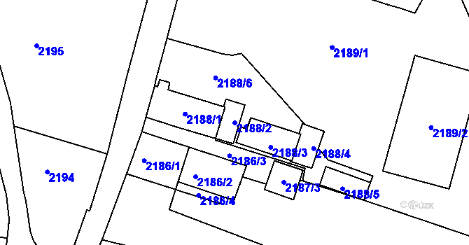 Parcela st. 2188/2 v KÚ Vysoké Mýto, Katastrální mapa
