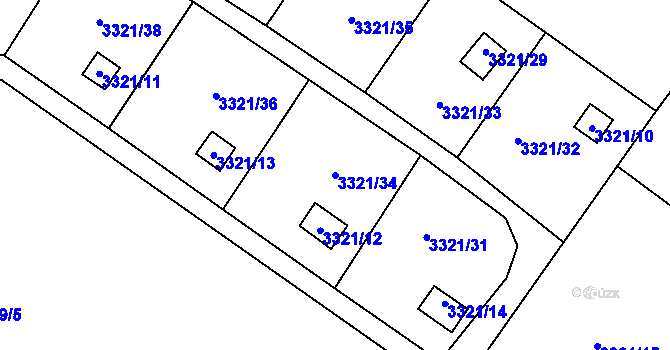 Parcela st. 3321/34 v KÚ Vysoké Mýto, Katastrální mapa