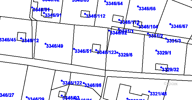 Parcela st. 3346/123 v KÚ Vysoké Mýto, Katastrální mapa
