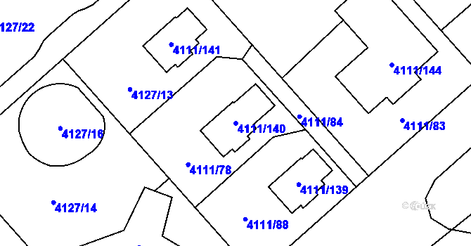 Parcela st. 4111/140 v KÚ Vysoké Mýto, Katastrální mapa